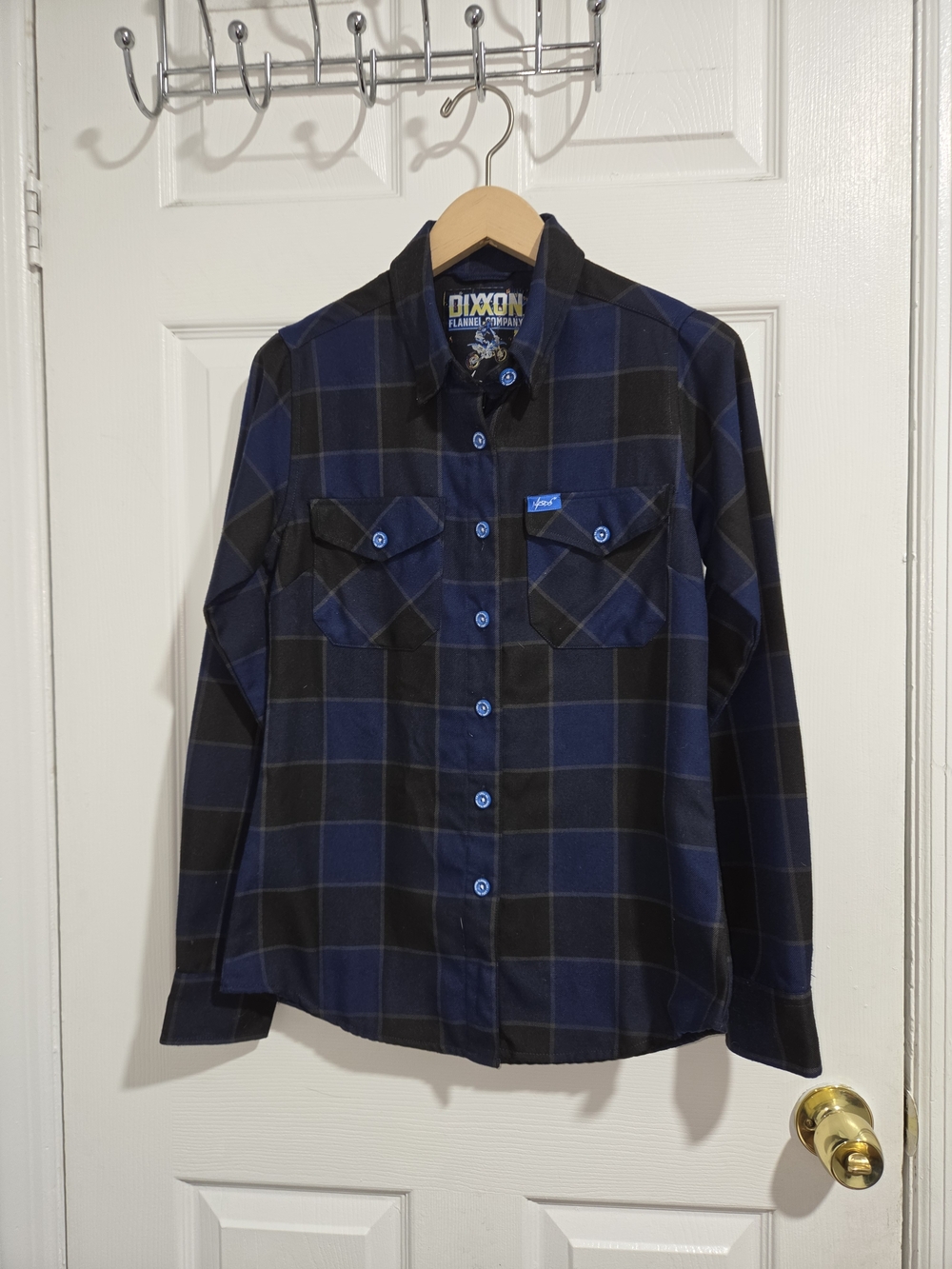 Dixxon  Flannel Company Women  Blue and Black Plaid Button-Down Shirt